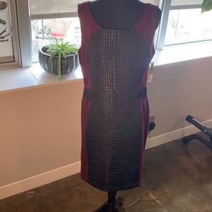 Gianni Bini maroon with black crocodile dress